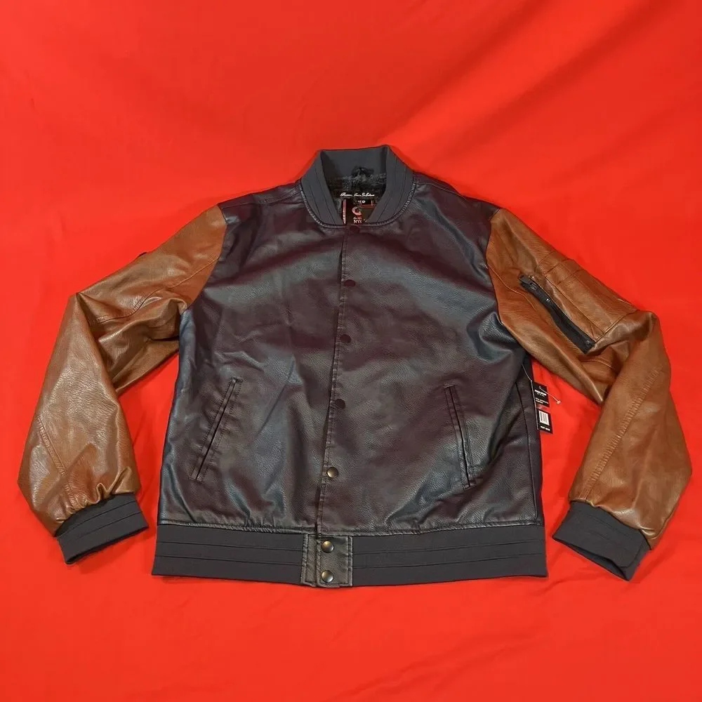 Fried Denim NYC‎ Varsity Bomber Jacket / Brown & Navy / Men's / XL  Extra Large